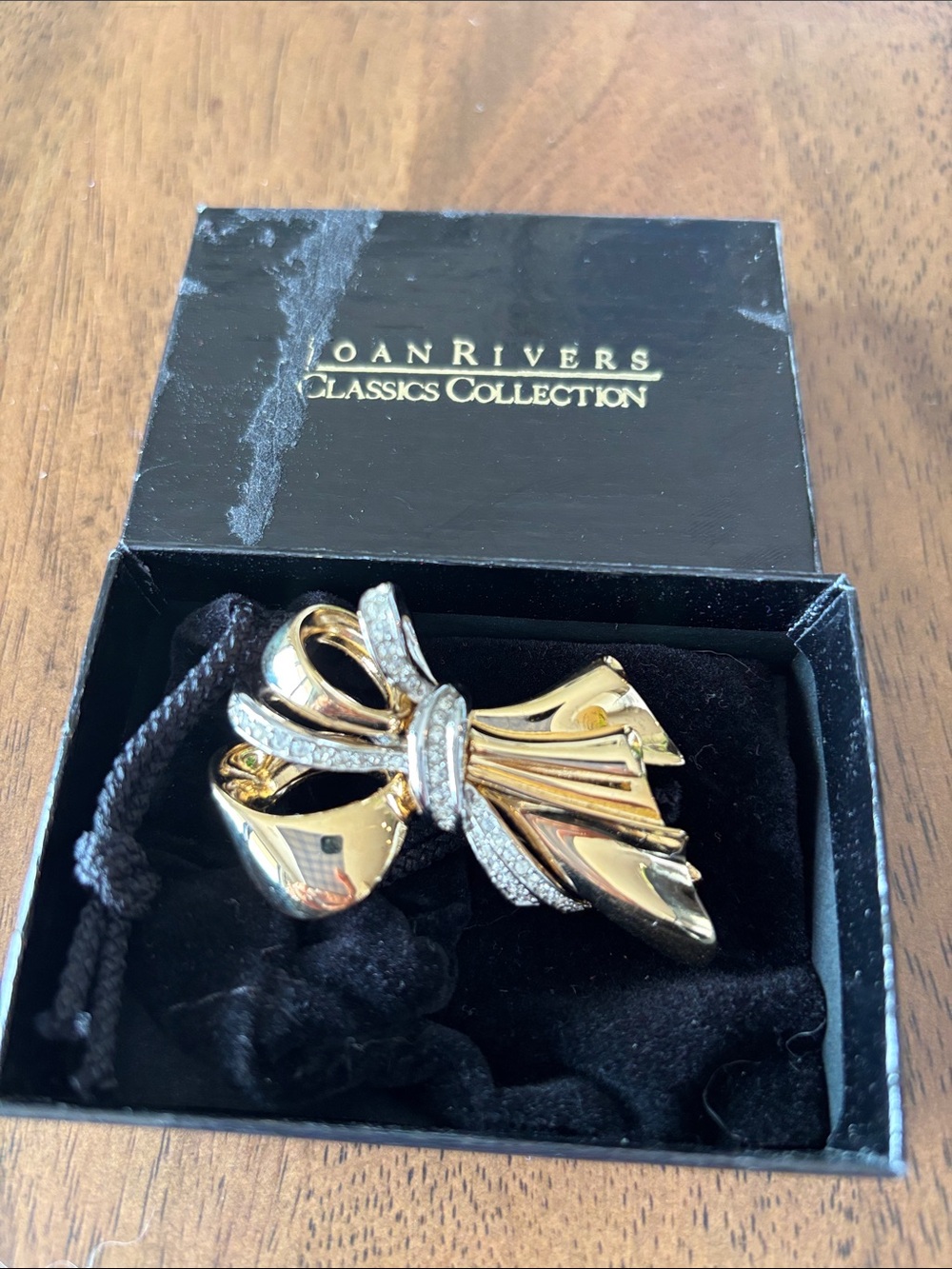 Joan Rivers Gold and Silver Bow Brooch